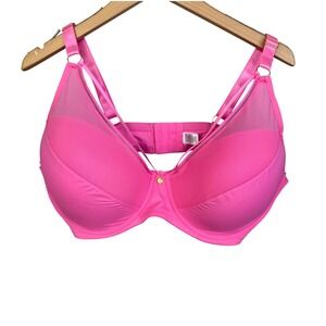 Ashley Stewart Pink Underwire Bra 42DDD Sheer Mesh Panels Full Coverage Lingerie